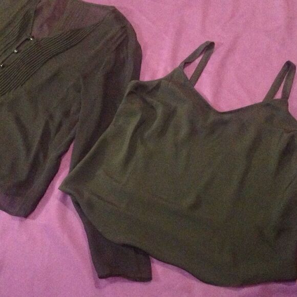 Ladies size small cami with sheer coverup in black - Picture 4 of 8